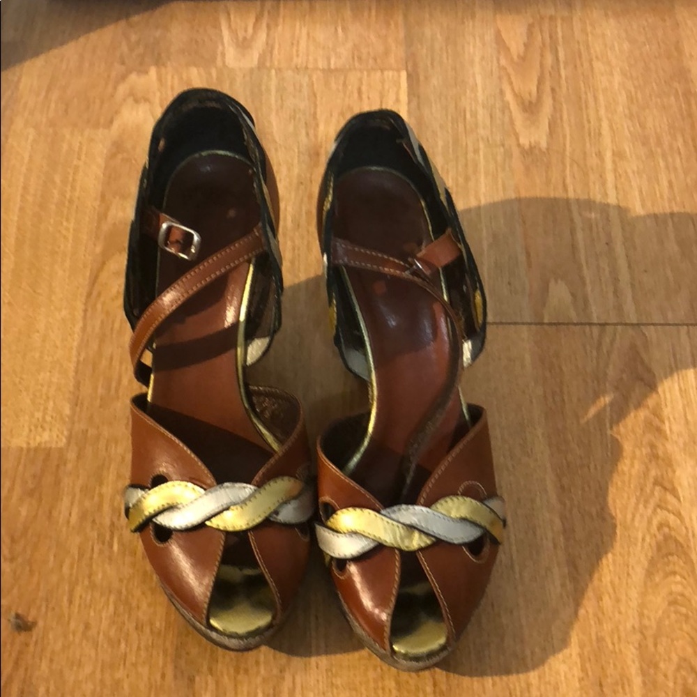 Leather platform wedges